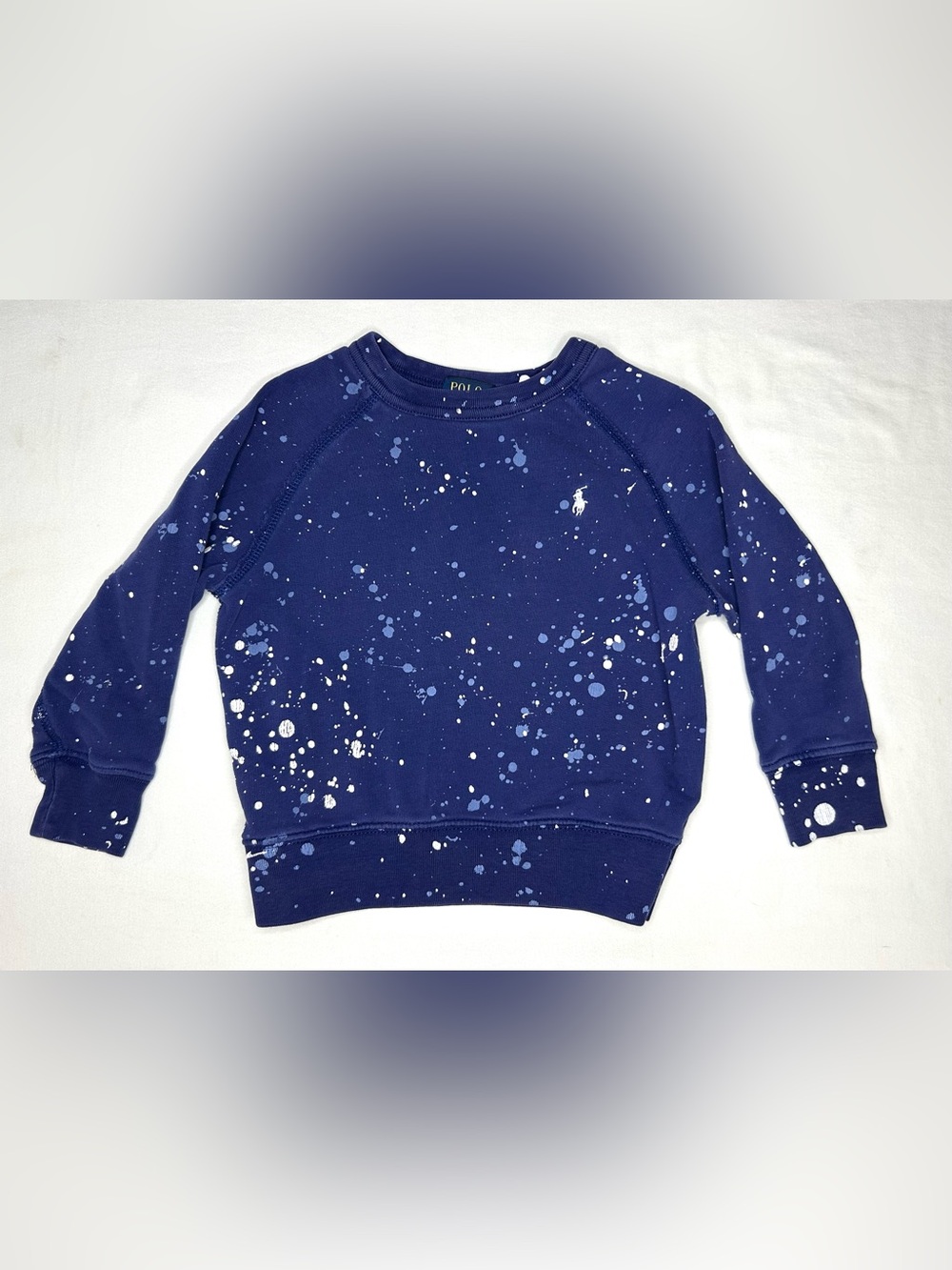 Polo‎ Ralph Lauren Sweatshirt Kids 2T Blue Paint Splatter Terry Logo Pullover
